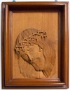 Indonesian carved wood relief of Christ