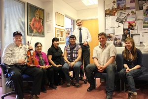 Student, staff, and guests sitting in the Elphinstone Institute