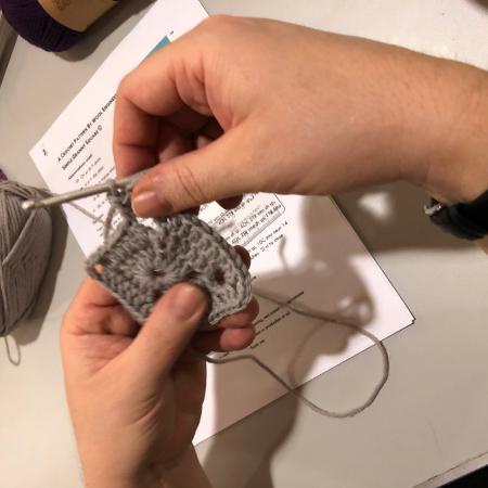 Participant doing Crochet at Wool Engineering