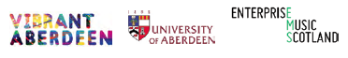 Vibrant Aberdeen, University of Aberdeen and Enterpris Music Scotland logos