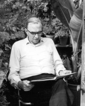 The late Dr Geoffrey Lyon, a photograph taken in the greenhouse at his home in Rhynie in 1982.