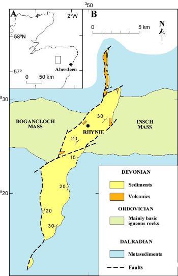 Simplified geological map of the Rhynie outlier .