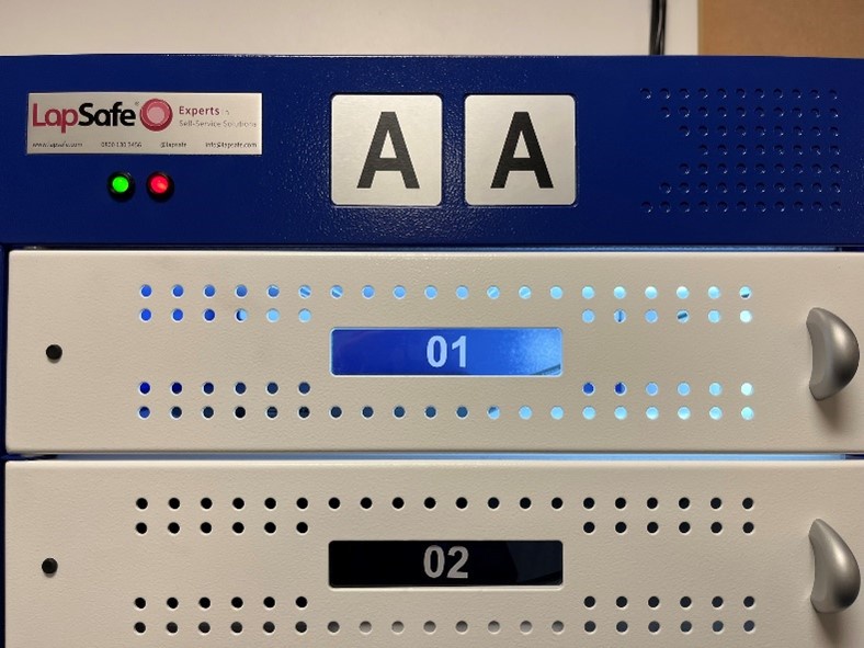 LapSafe laptop bays with 01 flashing