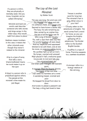 A page from the lesson with the poem and some questions.