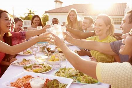 Friends eating together