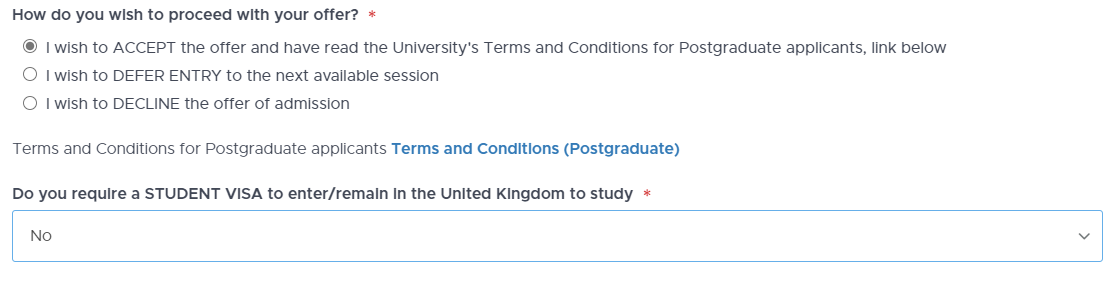 Postgrad VISA acceptance form