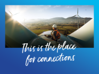 Image of student at  windfarm -