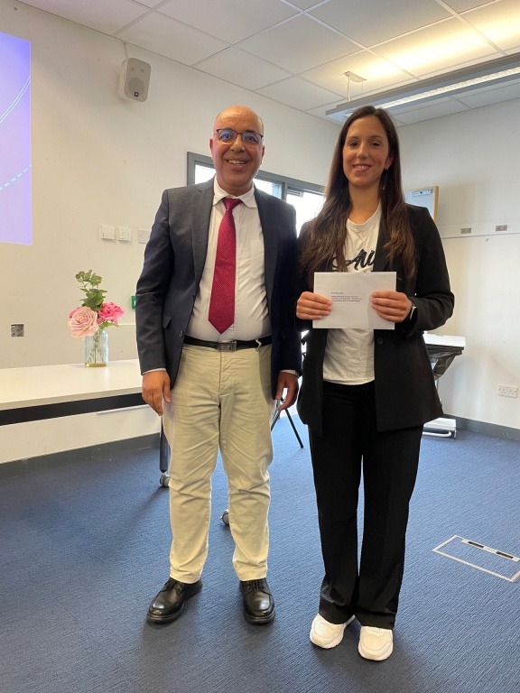 Professor Khalaf and Anamarija Strljic posing for a photograph