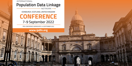 Logo for the International Population Data Linkage Conference in Edinburgh, United Kingdom, from the 7th to the 9th of September 2022