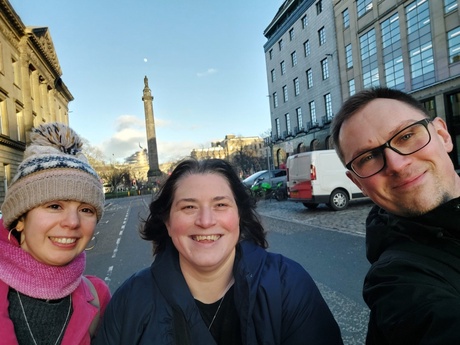 Clarisse, Lesley and Jarek in Edinburgh the morning after the awards