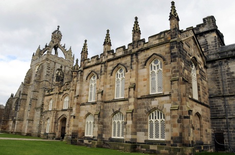 A photo of the west side of King’s College Chapel, showing its crown and historic architecture.
