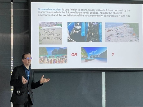 Dr Piotr Niewiadomski, Senior Lecturer, delivered a presentation on the importance of sustainable tourism to secondary students