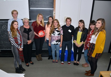 The winners of the workshop challenge, with Professor Margaret Ross, Head of College of Arts and Social Sciences.