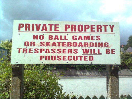 This sign located off the old Deeside Railway promises prosecution for trespass. Good luck with that
