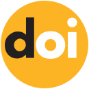 Logo of the DOI foundation, a yellow circle with the letters D in black and  O I in white