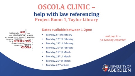 Image shows a poster about the available dates of OSCOLA Clinic