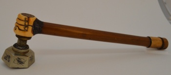 opium pipe in stem bamboo and brass: ABDUA:61795