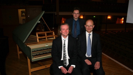 Left to right: Professor Dave Benson, Dr Ken Skeldon and Dr David Smith of the University of Aberdeen at the Mozart, Maths and Mechanics Lecture held as part of Aberdeen Music Hall's 150th anniversary celebrations