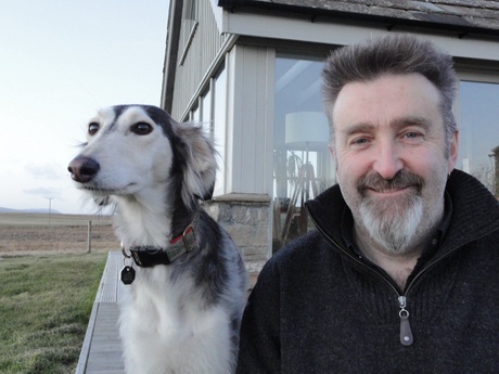 Prof Keith Dobney with Petra the saluki dog - the same breed will be used to assist the study