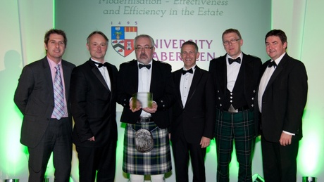 Members of the University of Aberdeen's winning team with their Green Gown Award for sustainability