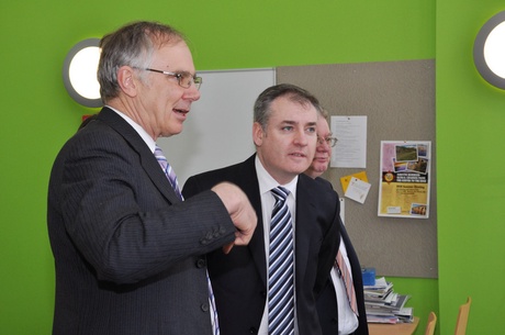 Professor Monty Priede and Cabinet Secretary for Rural Affairs and the Environment Richard Lochhead MSP