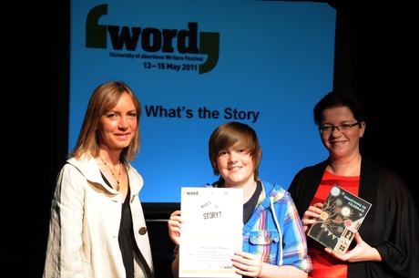 Jane Diamond, winning young author Alfie Watson-Brown and Chris Banks