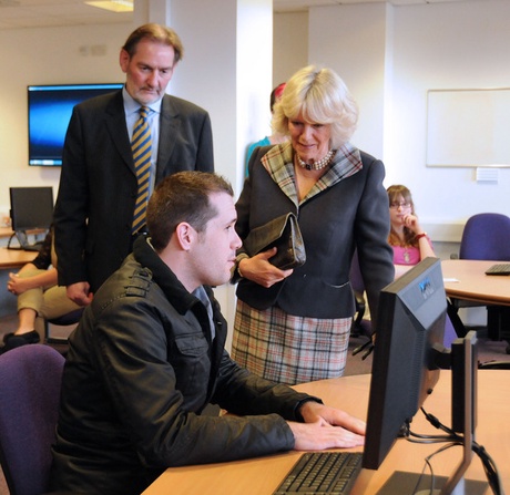 Her Royal Highness with students from the School of Education and Professor Ian Diamond