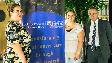 Arlene Ray (left), who survived cancer alongside fellow survivor Naomi Robertson-Murray and Professor Steve Heys
