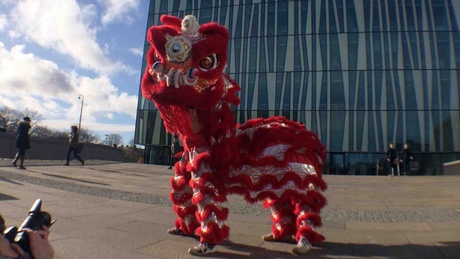 A traditional Chinese lion dance outside Sir Duncan Rice Library | Image: Amy Hayward