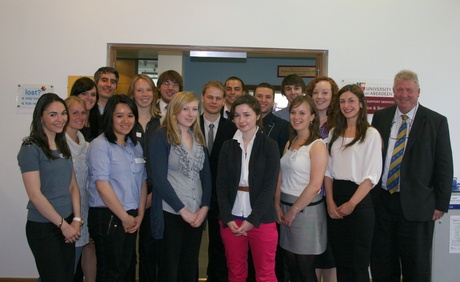 Steve Cannon, Secretary to the University of Aberdeen with participants in the Aberdeen Internship programme