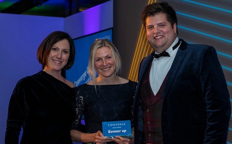 Dr Fiona Rudkin (centre) won the runner-up prize in the Converge Challenge category of The Converge Awards