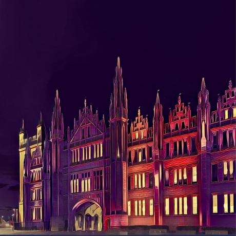 An artistic rendition of Marischal College in Aberdeen