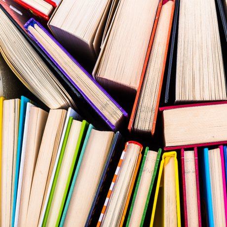 colourful books stacked