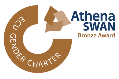 The Athena SWAN award logo with the words ECU Gender Charter