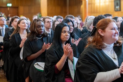 Graduands sitting in Elphinstone Hall