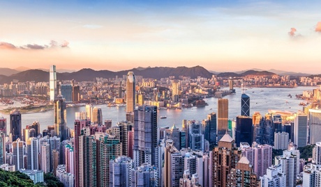 Sunset over Victoria Harbour, Hong Kong