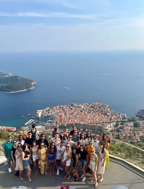 The group enjoying a stunning vista in Dubrovnik