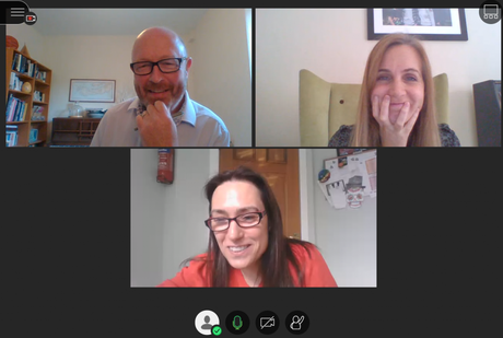 Clockwise from the top: Dr Malcolm Stewart, Dr Rebecca Binnie and Dr Serena Sinclair at Monday’s online ice-breaker.