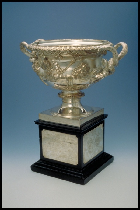 A large silver cup