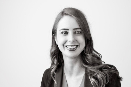 Headshot of Dr Gabrielle Golding in black and white