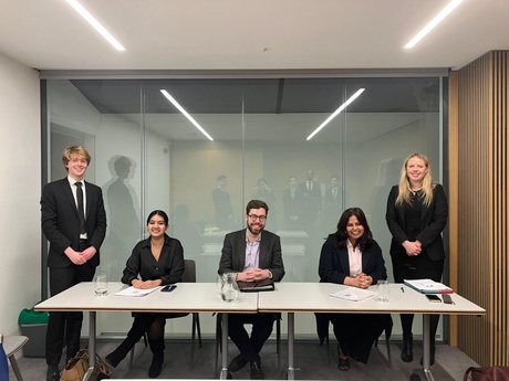 Graeme Campbell (far left) and Kiera Bayne (far right) with the panel of judges.