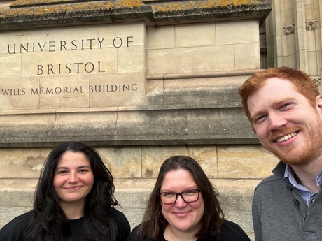 Selfie of Dr Francesca Farrington, Dr Patrcia Zivkovic, and Dr Michiel Poesen