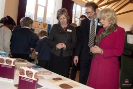 Jenny Watson (left) and Professor Ian Diamond visit the 'bus stops' with Her Royal Highness The Duchess of Rothesay