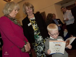 Her Royal Highness The Duchess of Rothesay views work produced by the Reading Bus