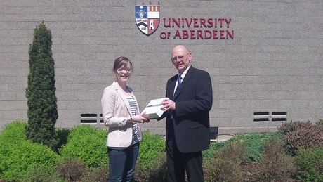 Jillian Whyte receiving her iPad