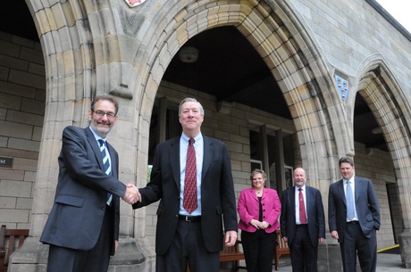 Professor Ian Diamond, Halliburton Chief Executive Officer Dave Lesar, Cindy Bigner, Professor Albert Rodger, Simon Seaton