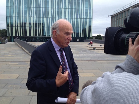 Business Secretary Vince Cable during his visit to the University of Aberdeen