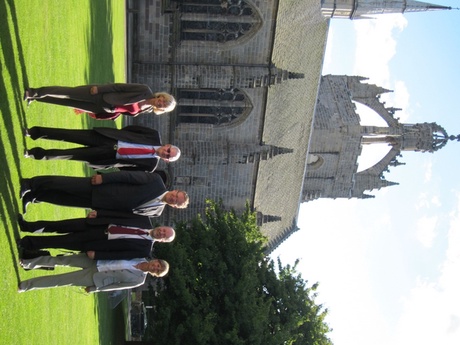 The Mayor of Stavanger Leif Johan Sevland Mayor with Lord Provost Peter Stephen and Professor Albert Rodger accompanied by the Deputy Mayor Bjørg Tysdal Moe and City Manager Inger Østensjø