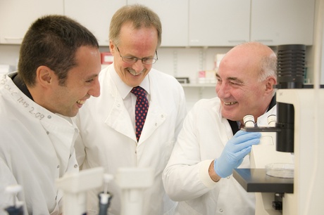 Professor Cosimo De Bari, Professor David Reid and Willie Miller from Aberdeen Football Club