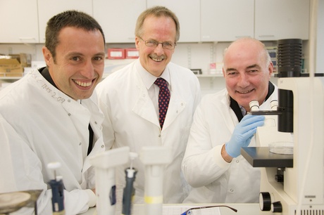 Professor Cosimo De Bari, Professor David Reid and Willie Miller from Aberdeen Football Club